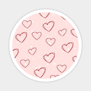 Heart Outlines Valentine Love Minimal Pastel Pink Magnet